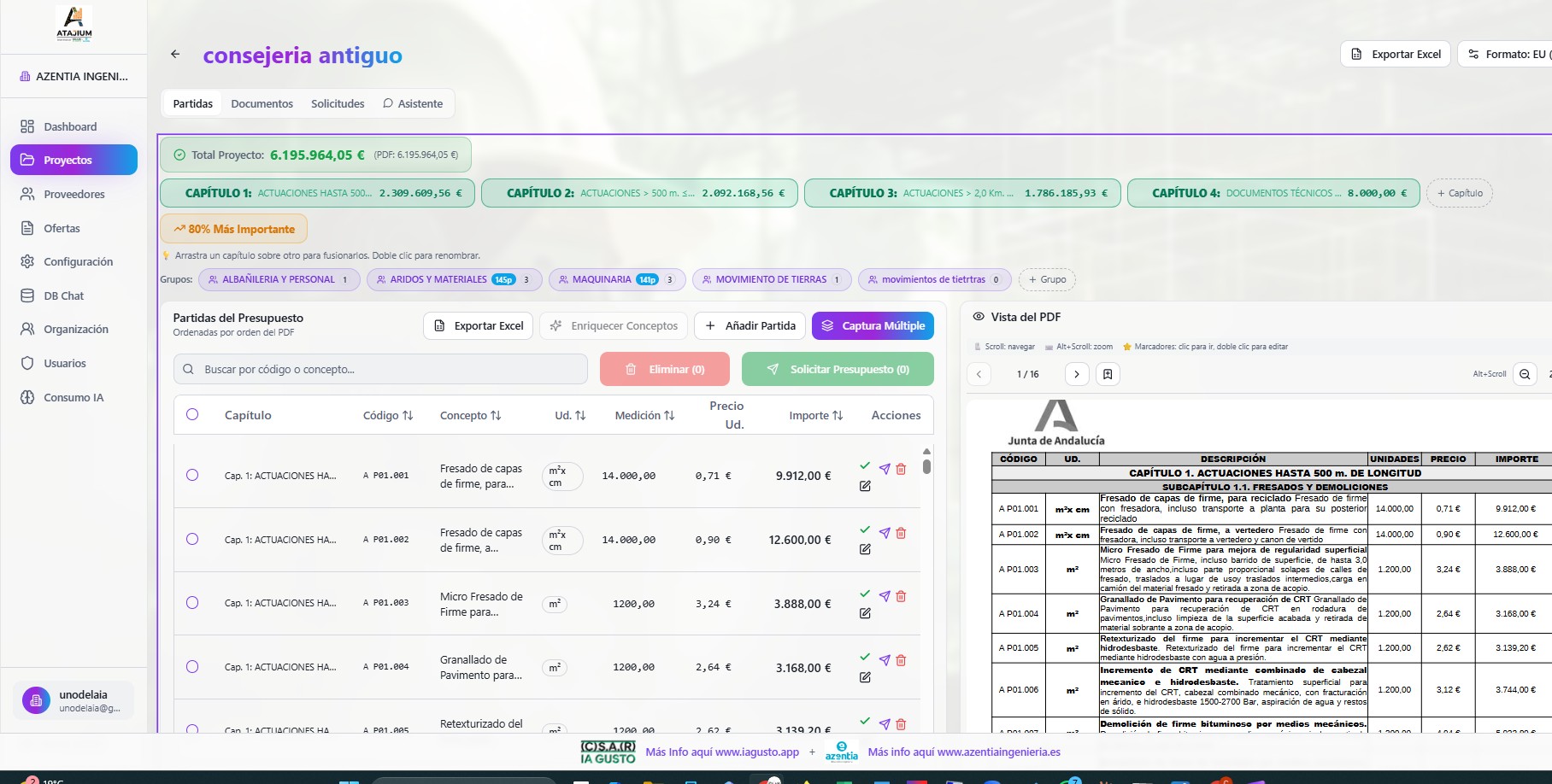 PROCESADO AUTOMATICO DE PRESUPUESTOS DE OBRA, ATAJIUM